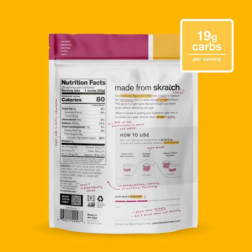 Skratch Labs Hydration Sport Drink Mix Resealable Bag - 20 serving