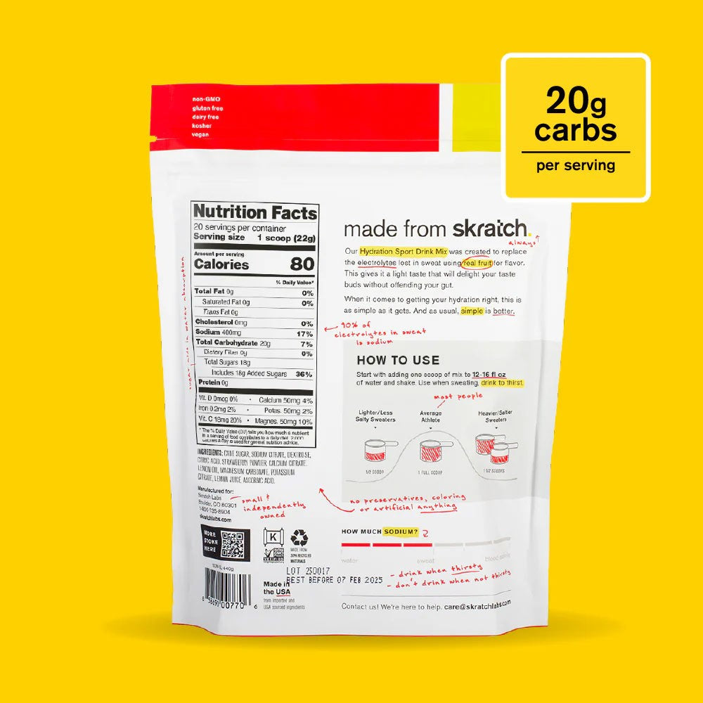 Skratch Labs Hydration Sport Drink Mix Resealable Bag - 20 serving