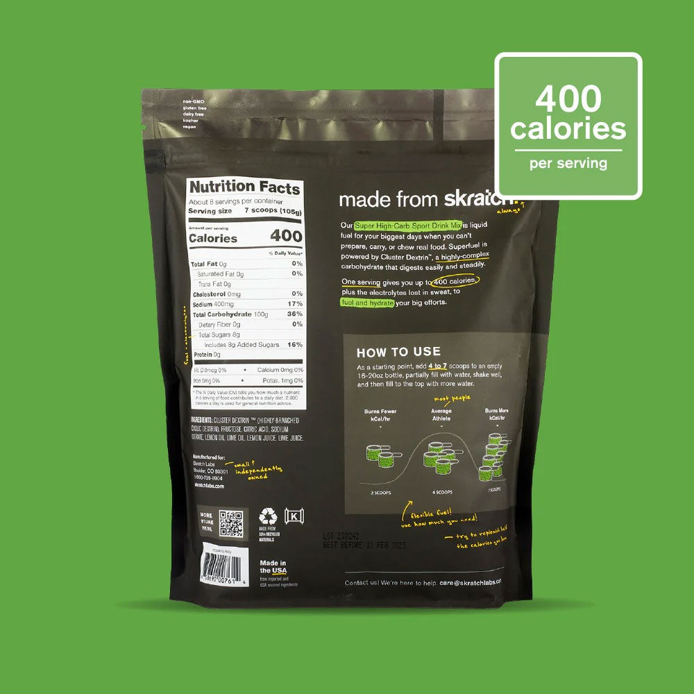 Skratch Labs Super High-Carb Sport Drink Mix Resealable Bag (3200 Calorie Bag)