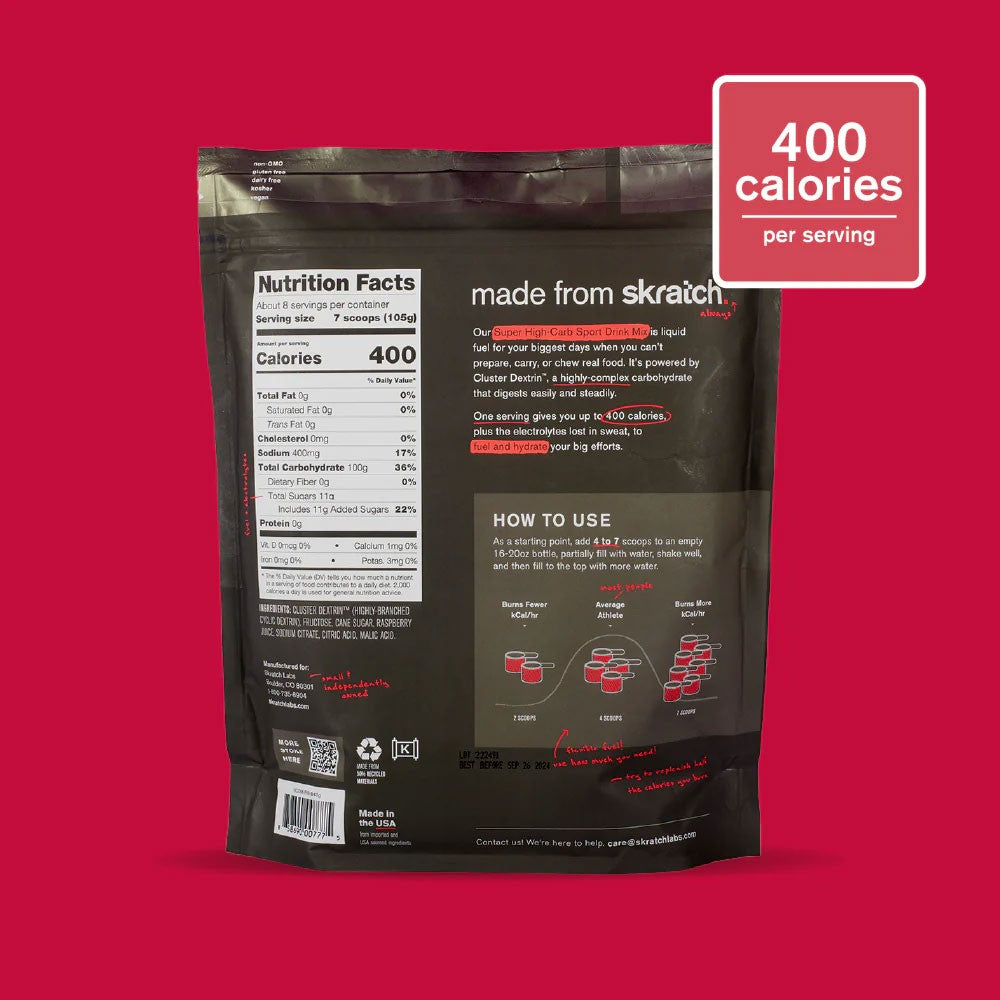 Skratch Labs Super High-Carb Sport Drink Mix Resealable Bag (3200 Calorie Bag)