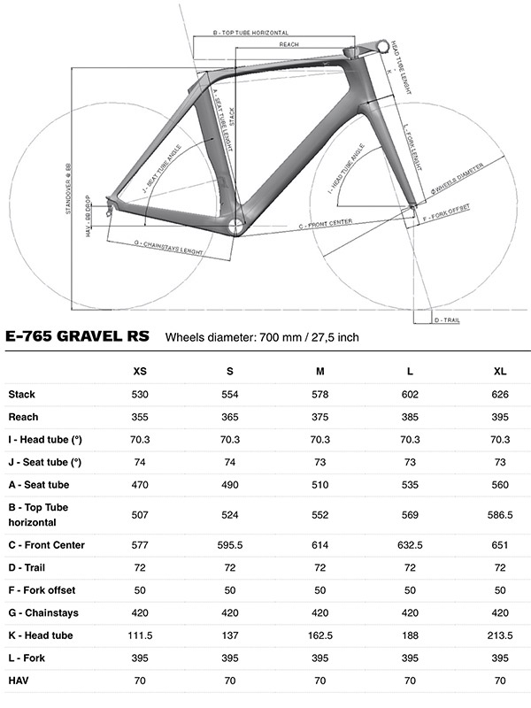 LOOK E-765 Gravel RS eBike Geometry